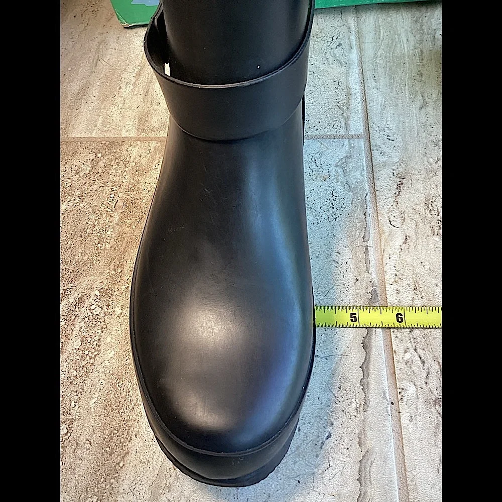 Joules Black Rain Boots with Red Zipper & buckles